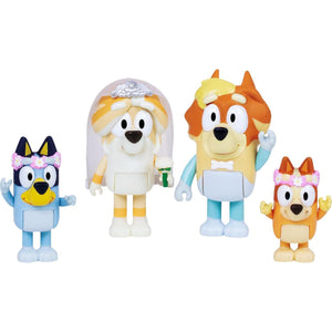 Bluey Figure 4-Pack Wedding Time, Re-Enact Uncle Rad And Frisky's Wedding Day And Bingo Flower Girl Figures,