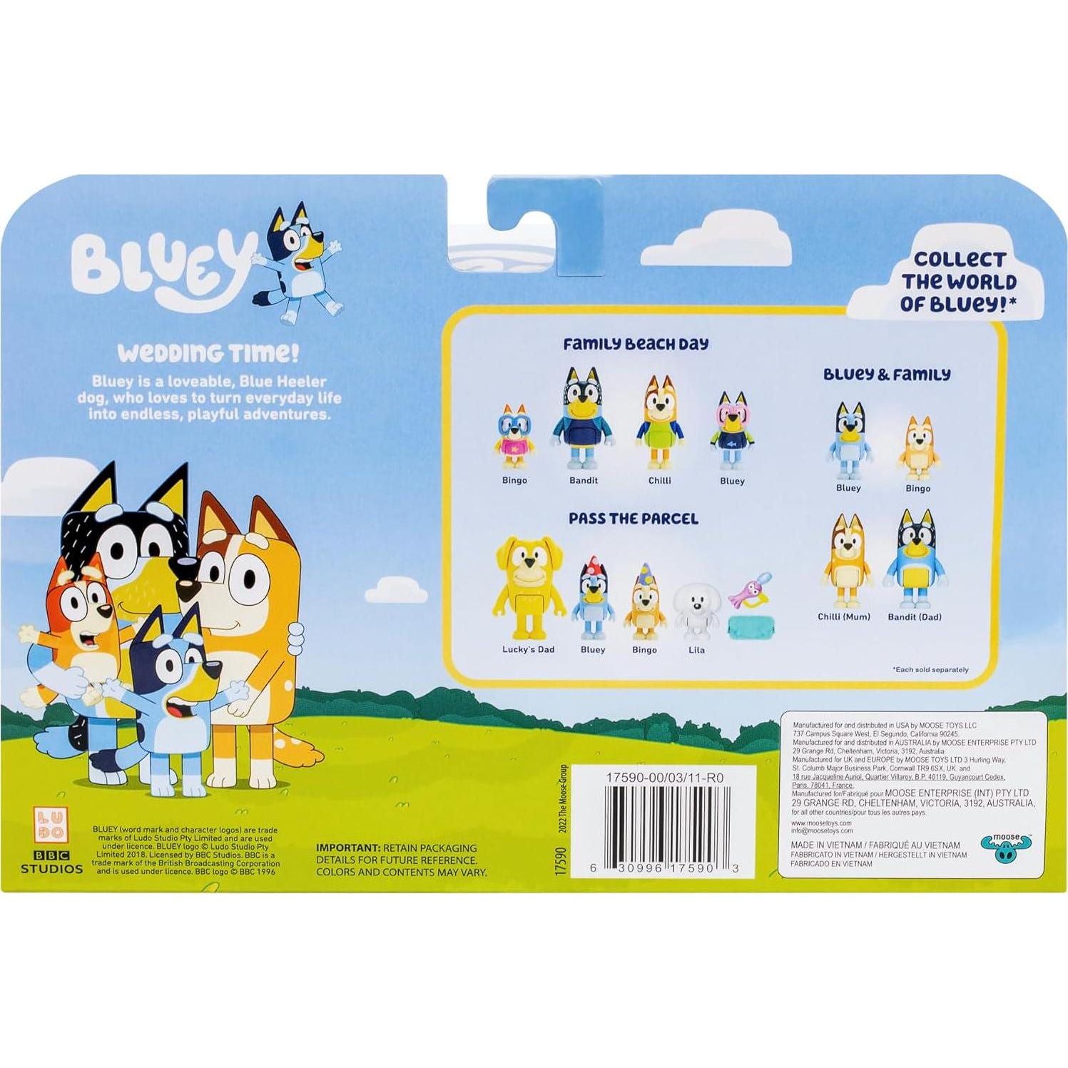 Bluey Figure 4-Pack Wedding Time, Re-Enact Uncle Rad And Frisky's Wedding Day And Bingo Flower Girl Figures,