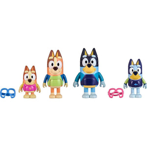 Bluey Figure 4-Pack, Family Beach Day 2.5-3 Inch, Bingo, Bandit And Chilli Character Figures With Accessories,