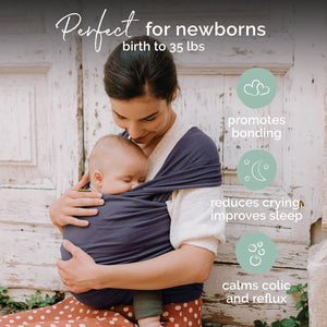 Boba Baby Wrap Carrier - Original Baby Carrier Wrap Sling For Newborns - Baby Wearing Essentials - Newborn Wrap Swaddle Holder, Newborn To Toddler Infant Sling (Organic Dark Grey),