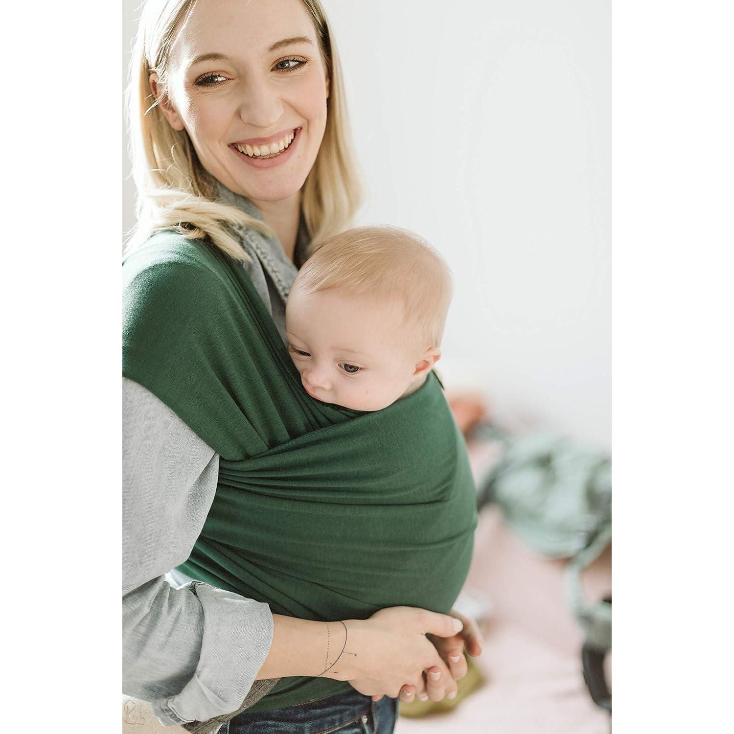 Boba Baby Wrap Carrier Newborn To Toddler - Stretchy Baby Wraps Carrier Hands-Free Baby Carrier Wrap, Carrier Sling, Baby Carrier Newborn To Toddler 7-35lbs (Organic Serenity Rainforest),