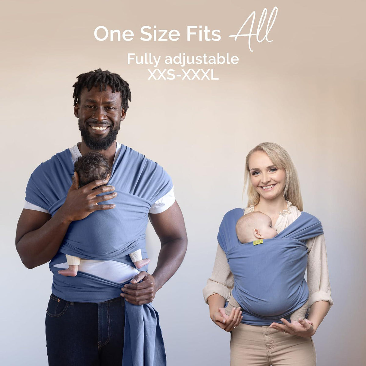 Boba Baby Wrap Carrier Newborn To Toddler - Stretchy Baby Wraps Carrier - Baby Sling - Hands-Free Baby Carrier Wrap - Baby Carrier Sling - Baby Carrier Newborn To Toddler 7-35 Lbs (Vintage Navy Blue),