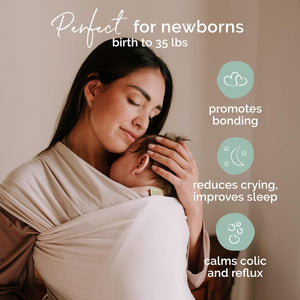 Boba Baby Wrap Carrier - Original Baby Carrier Wrap Sling For Newborns - Baby Wearing Essentials - Newborn Wrap Swaddle Holder, Newborn To Toddler Infant Sling (Serenity Organic Stone),