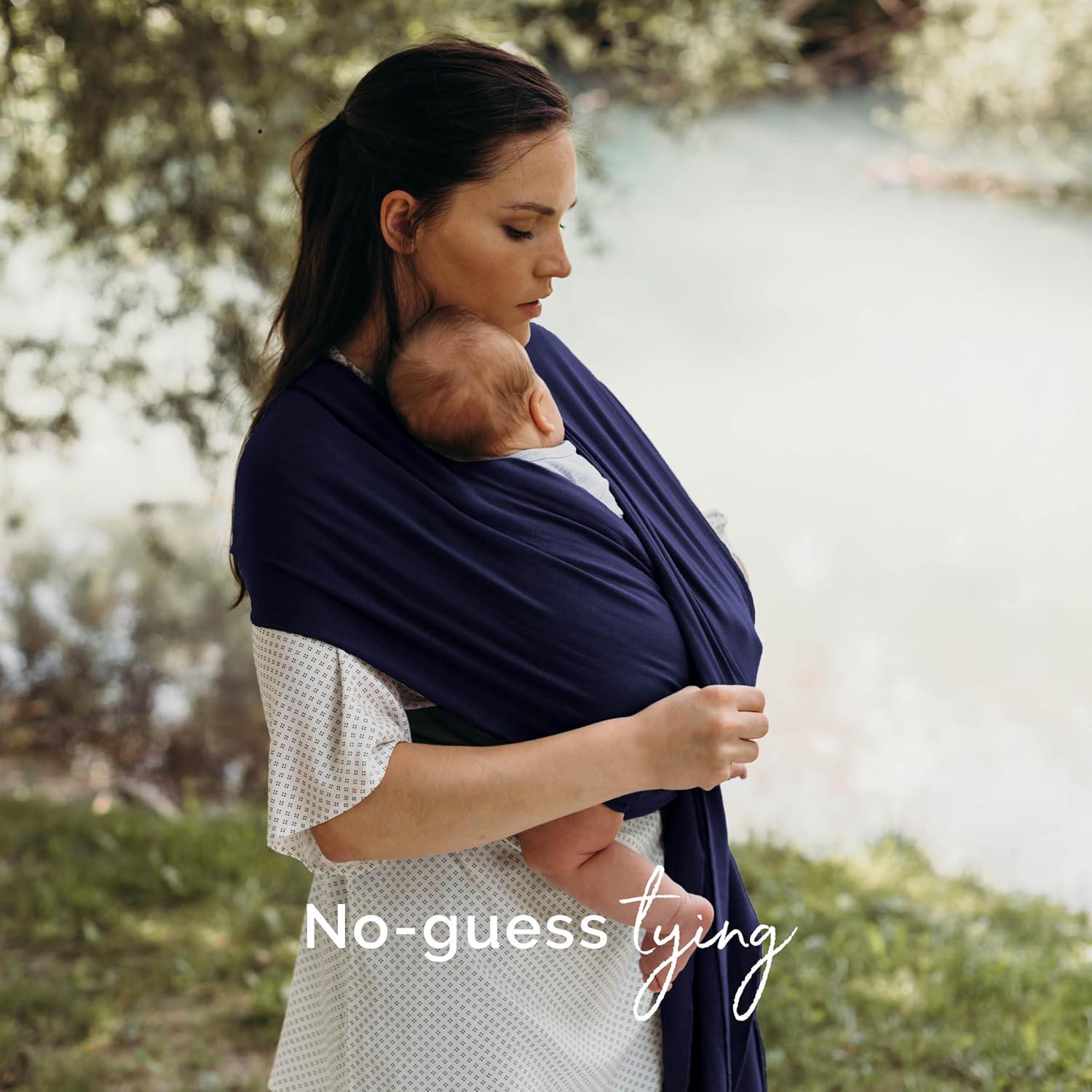 Boba Baby Wrap Carrier - Original Baby Carrier Wrap, Baby Sling For Newborns - Baby Wearing Essentials - Newborn Wrap Swaddle Holder, Newborn To Toddler Infant Baby Sling, 7-35 Lbs (Navy Blue),
