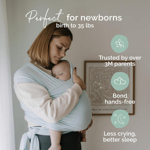 Boba Baby Wrap Carrier - Original Baby Carrier Wrap Sling For Newborns - Baby Wearing Essentials - Newborn Wrap Swaddle Holder, Newborn To Toddler Infant Sling (Serenity Light Blue),