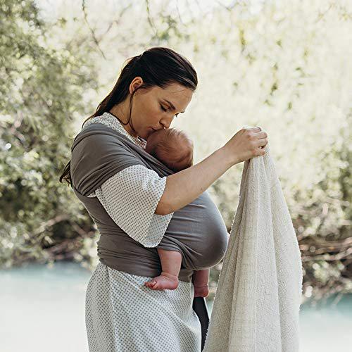 Boba Baby Wrap Carrier - Original Baby Carrier Wrap, Baby Sling For Newborns - Baby Wearing Essentials - Hands-Free Newborn Wrap Swaddle Holder, Newborn To Toddler Infant Baby Sling, 7-35 Lbs (Grey),