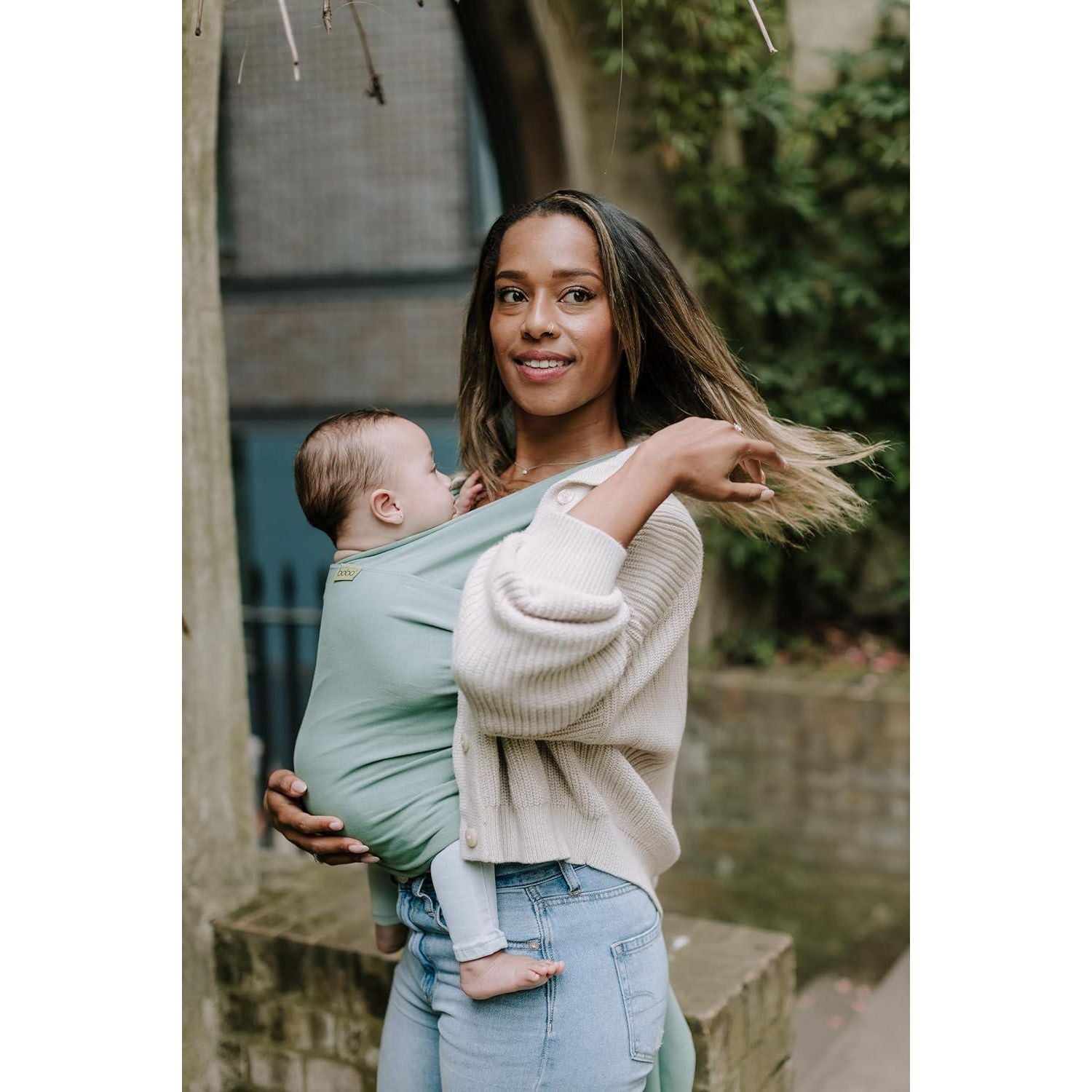 Boba Baby Wrap Carrier - Original Baby Carrier Wrap, Baby Sling For Newborns - Baby Wearing Essentials - Newborn Wrap Swaddle Holder, Newborn To Toddler Infant Baby Sling, 7-35 Lbs (Sage Green),