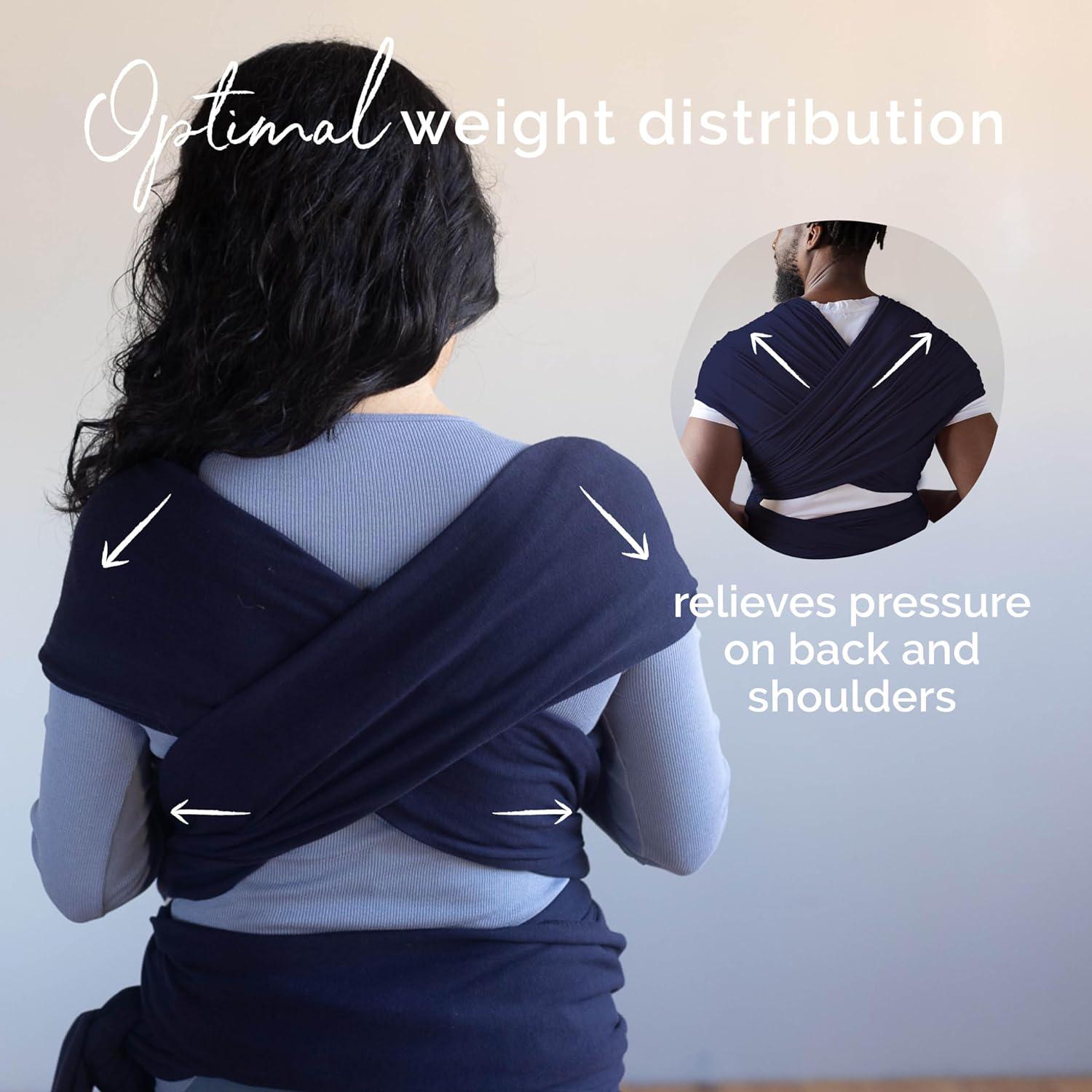 Boba Baby Wrap Carrier - Original Baby Carrier Wrap, Baby Sling For Newborns - Baby Wearing Essentials - Newborn Wrap Swaddle Holder, Newborn To Toddler Infant Baby Sling, 7-35 Lbs (Navy Blue),