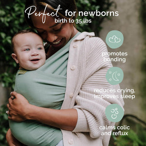 Boba Baby Wrap Carrier - Original Baby Carrier Wrap, Baby Sling For Newborns - Baby Wearing Essentials - Newborn Wrap Swaddle Holder, Newborn To Toddler Infant Baby Sling, 7-35 Lbs (Sage Green),