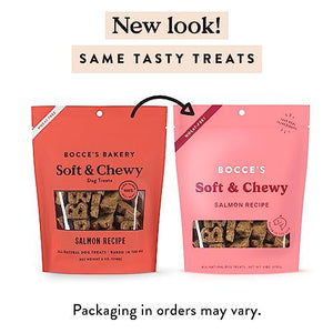 Bocce's Bakery Oven Baked Dog Treats Salmon Recipe 6 oz Wheat Free Soft and Chewy Made in USA