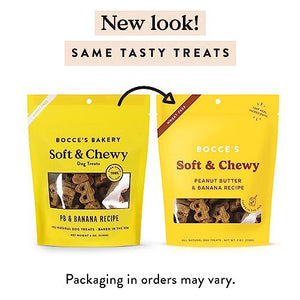Bocce's Bakery PB and Banana Dog Treats 6 oz Wheat Free Soft Chewy Cookies Made in USA
