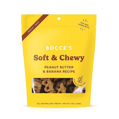 Bocce's Bakery PB and Banana Dog Treats 6 oz Wheat Free Soft Chewy Cookies Made in USA