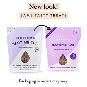 Bocce's Bakery Bedtime Tea Dog Treats Banana Vanilla Lavender Wheat Free Oven Baked 5 oz