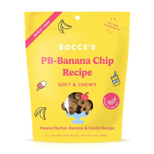 Bocce's Bakery PB Banana Chip Dog Treats Soft and Chewy Cookies Peanut Butter and Banana 6 oz Bag