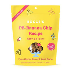 Bocce's Bakery PB Banana Chip Dog Treats Soft and Chewy Cookies Peanut Butter and Banana 6 oz Bag