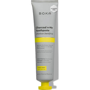 Boka Charcoal Fluoride-Free Toothpaste with Nano Hydroxyapatite, Helps Remineralize Teeth, Whitening for Adults, Yuzu Mint Flavor, 4oz