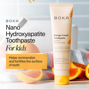 Boka Fluoride-Free Toothpaste, Nano Hydroxyapatite for Sensitive Teeth, Orange Cream Flavor, 4oz, Whitening for Adults & Kids, 1 Pack