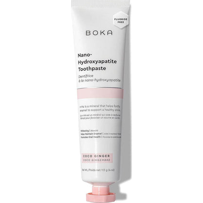 Boka Fluoride-Free Toothpaste with Nano Hydroxyapatite, Helps Remineralize Teeth, Whitening for Adults & Kids, Coco Ginger Flavor, 4 Fl Oz, 1 Pack