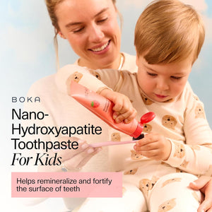 Boka Boka Fluoride Free Toothpaste Nano Hydroxyapatite, Helps Remineralize, Appropriate For Sensitive Teeth, Whitening - For Adult, Kids Oral Care - Strawberry Mango Flavor, 4oz 1Pk - US Manufactured