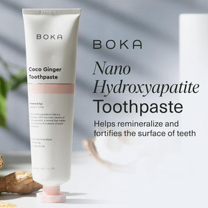 Boka Fluoride-Free Toothpaste with Nano Hydroxyapatite, Helps Remineralize Teeth, Whitening for Adults & Kids, Coco Ginger Flavor, 4 Fl Oz, 1 Pack