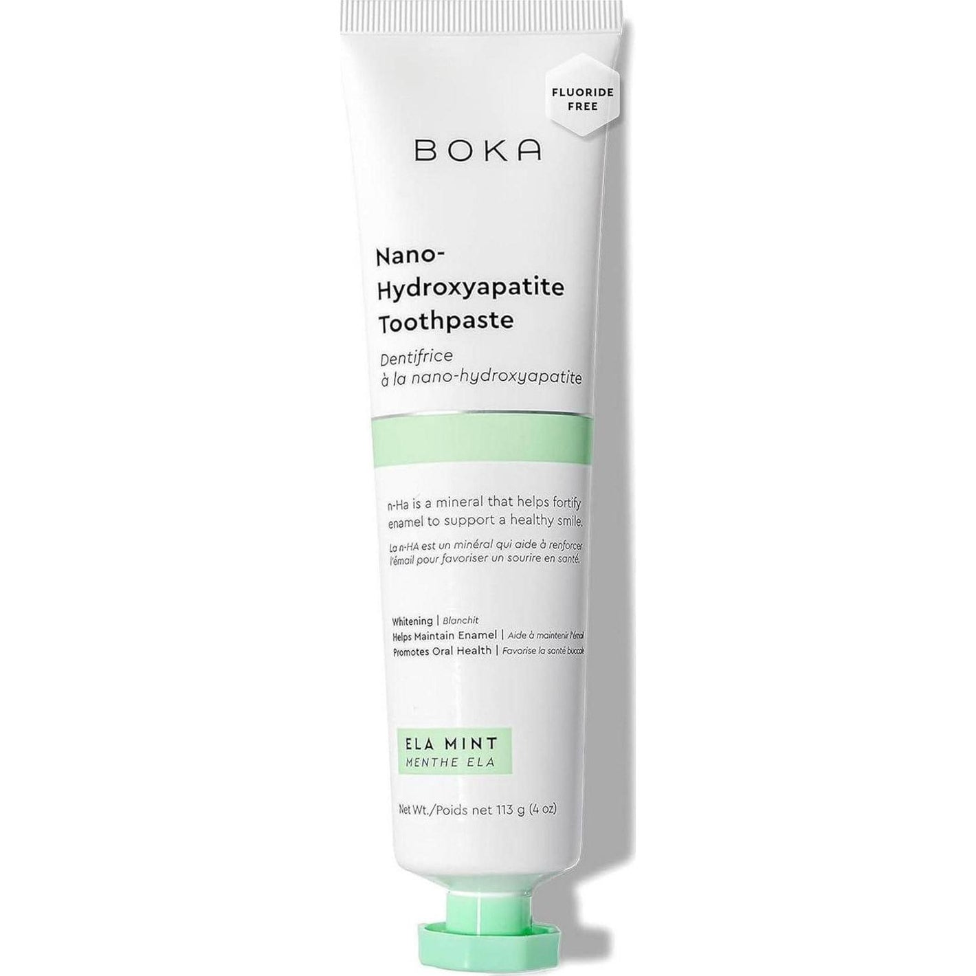 Boka Fluoride-Free Toothpaste, Nano Hydroxyapatite for Sensitive Teeth, Whitening for Adults & Kids, Ela Mint Flavor, 4 fl oz, Made in the USA