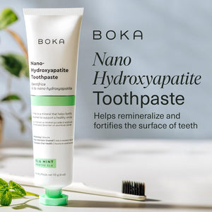 Boka Boka Fluoride Free Travel Size Toothpaste Nano Hydroxyapatite, Helps Remineralize, Appropriate For Sensitive Teeth, Whitening - For Adult, Kids Oral Care - Ela Mint Flavor, 1.3 Fl Oz 2Pk