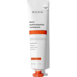 Boka Fluoride-Free Toothpaste, Nano Hydroxyapatite, Helps Remineralize, Sensitive Teeth Whitening for Adults & Kids, Cinnamon Mint Flavor, 4 Fl Oz, 1 Pack
