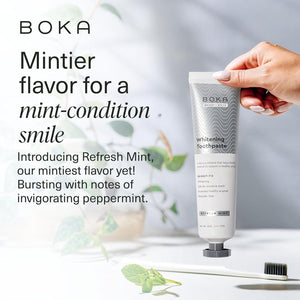 Boka Fluoride-Free Toothpaste, Nano Hydroxyapatite for Remineralization, Whitening, Refresh Mint Flavor, 4oz, 3-Pack