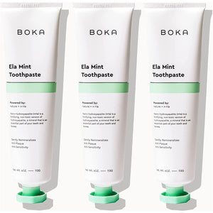Boka Boka Fluoride Free Toothpaste Nano Hydroxyapatite, Helps Remineralize, Appropriate For Sensitive Teeth, Whitening - For Adult, Kids Oral Care - Ela Mint Flavor, 4 Fl Oz 3Pk - US Manufactured