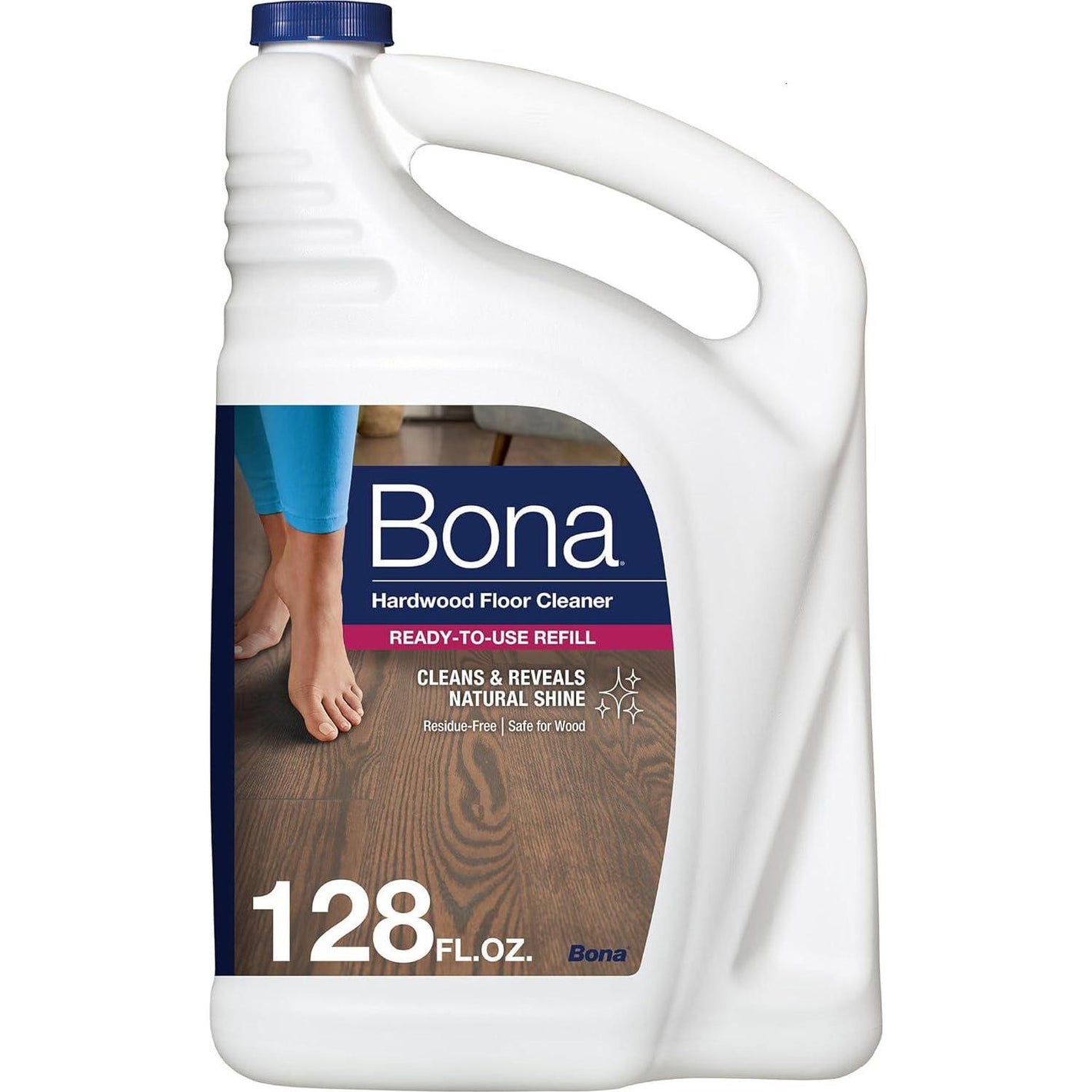 Bona Hardwood Floor Cleaner Refill, 128oz, Unscented, For Bona Spray Mops & Bottles, Residue-Free Floor Cleaning Solution