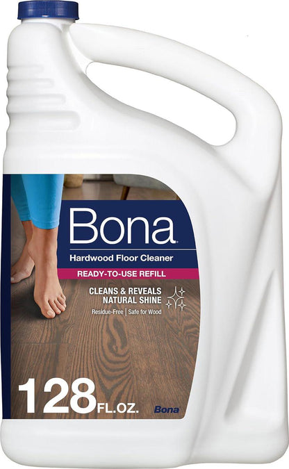 Bona Hardwood Floor Cleaner Refill, 128oz, Unscented, For Bona Spray Mops & Bottles, Residue-Free Floor Cleaning Solution