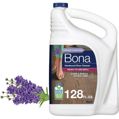 Bona Hardwood Floor Cleaner Refill, 128 Fl Oz, Lavender Thyme Scent, Residue-Free Floor Cleaning Solution Spray Mop & Spray Bottle Refill for Wood Floors