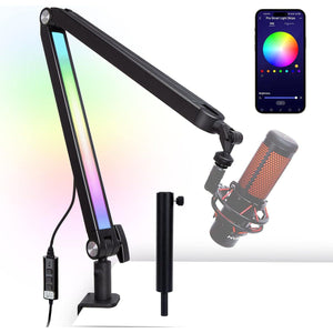 Boom Arm With RGB Light - Mic Arm For HyperX QuadCast, Blue Yeti, Shure SM7B, Rode And Most Gaming Mic, Height Adjustable Mic Boom Arm Microphone Arm, Desk Mic Stand For Most USB Microphone By SUNMON,
