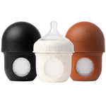 Boon Nursh Reusable Silicone Pouch Baby Bottles - Slow Flow Nipple - Silicone Baby Bottle Pouch And Nipple - Baby Feeding Essentials - Speckle - 0-3 Months - 3 Count - 4 Ounce,