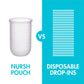 Boon Nursh Reusable Silicone Pouch Baby Bottles - Medium Flow Nipple - Silicone Baby Bottle Pouch And Nipple - Baby Feeding Essentials - Gray - 3-6 Months - 3 Count - 8 Ounce,