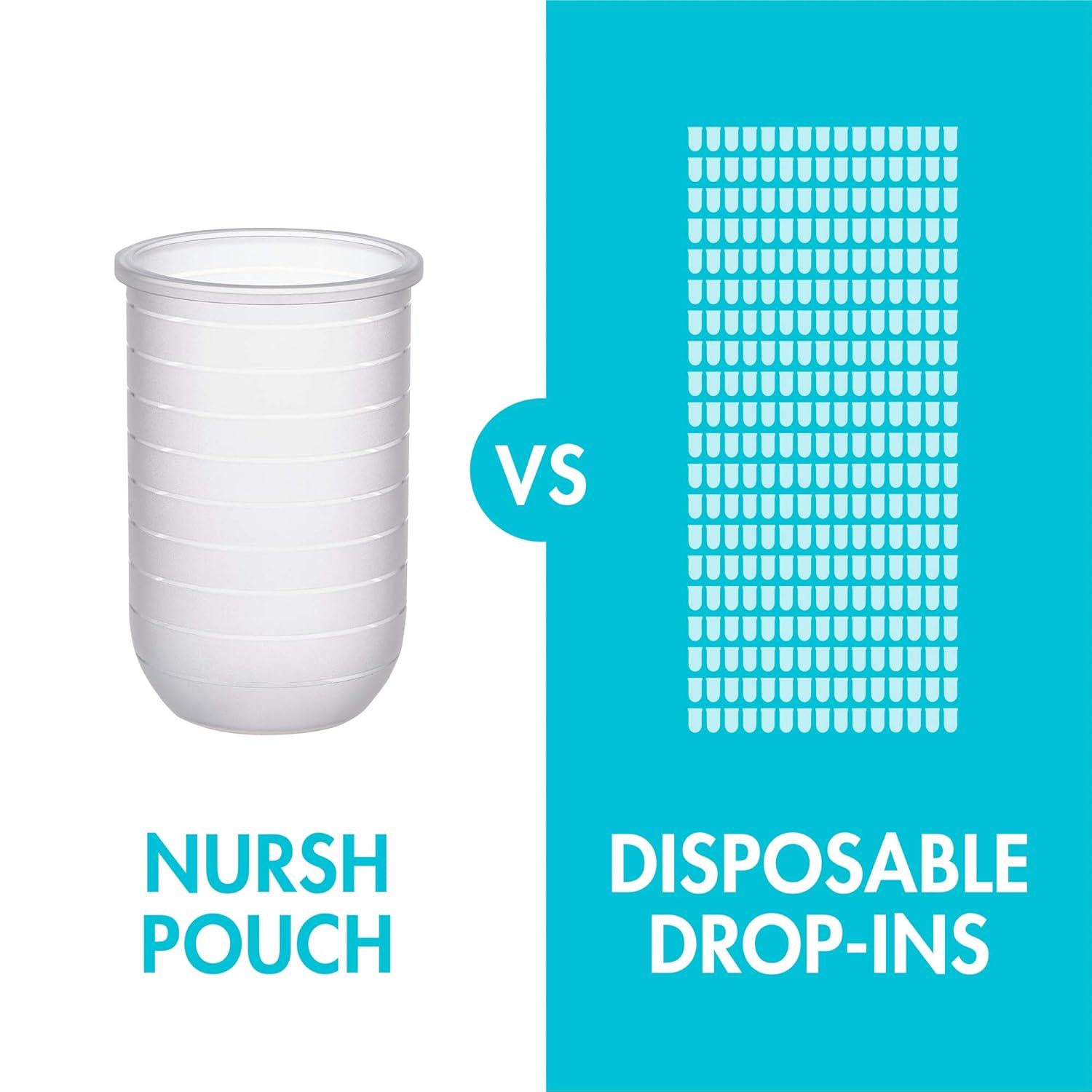 Boon Nursh Reusable Silicone Pouch Baby Bottles - Medium Flow Nipple - Silicone Baby Bottle Pouch And Nipple - Baby Feeding Essentials - Gray - 3-6 Months - 3 Count - 8 Ounce,
