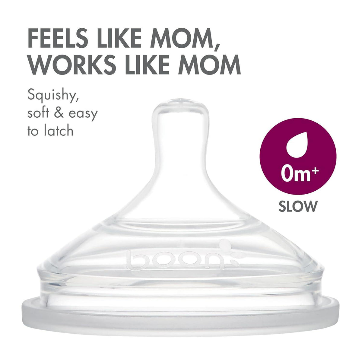 Boon Nursh Reusable Silicone Pouch Baby Bottles - Slow Flow Nipple - Silicone Baby Bottle Pouch And Nipple - Baby Feeding Essentials - Gray - 0-3 Months - 3 Count - 4 Ounce,