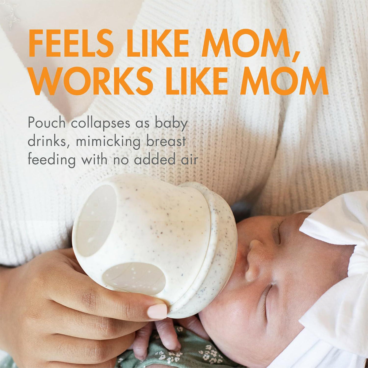 Boon Nursh Reusable Silicone Pouch Baby Bottles - Slow Flow Nipple - Silicone Baby Bottle Pouch And Nipple - Baby Feeding Essentials - Speckle - 0-3 Months - 3 Count - 4 Ounce,
