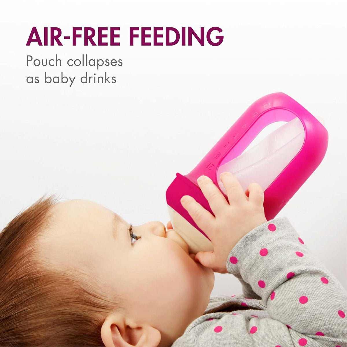 Boon Nursh Reusable Silicone Pouch Baby Bottles - Slow Flow Nipple - Silicone Baby Bottle Pouch And Nipple - Baby Feeding Essentials - Pink - 0-3 Months - 3 Count - 4 Ounce,