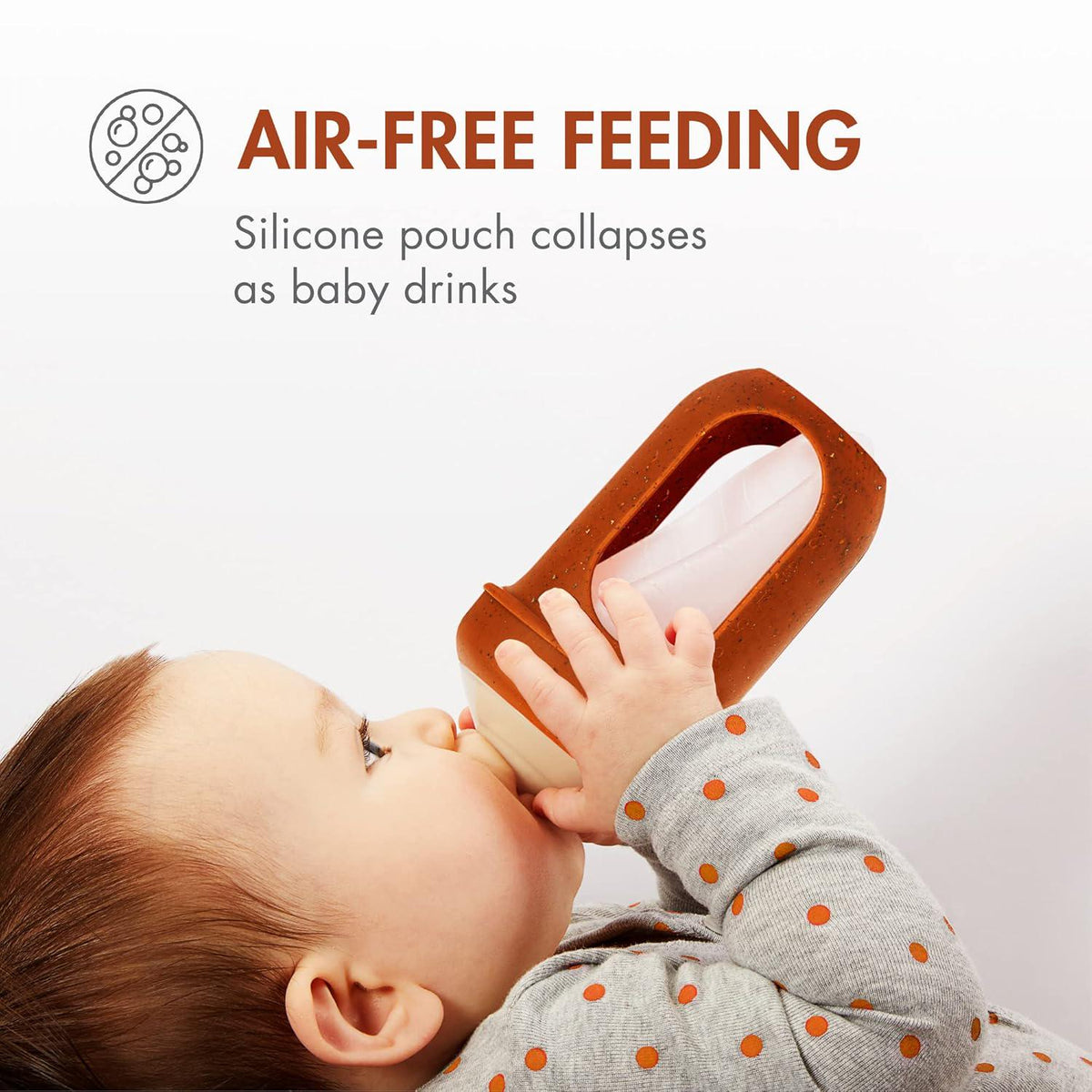 Boon Nursh Reusable Silicone Pouch Baby Bottles - Medium Flow Nipple - Silicone Baby Bottle Pouch And Nipple - Baby Feeding Essentials - Speckle - 3-6 Months - 3 Count - 8 Ounce,