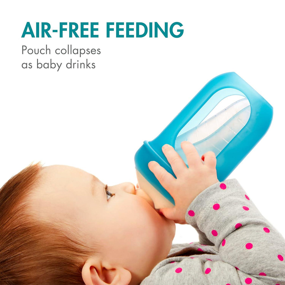 Boon Nursh Reusable Silicone Pouch Baby Bottles - Medium Flow Nipple - Silicone Baby Bottle Pouch And Nipple - Baby Feeding Essentials - Blue - 3-6 Months - 3 Count - 8 Ounce,