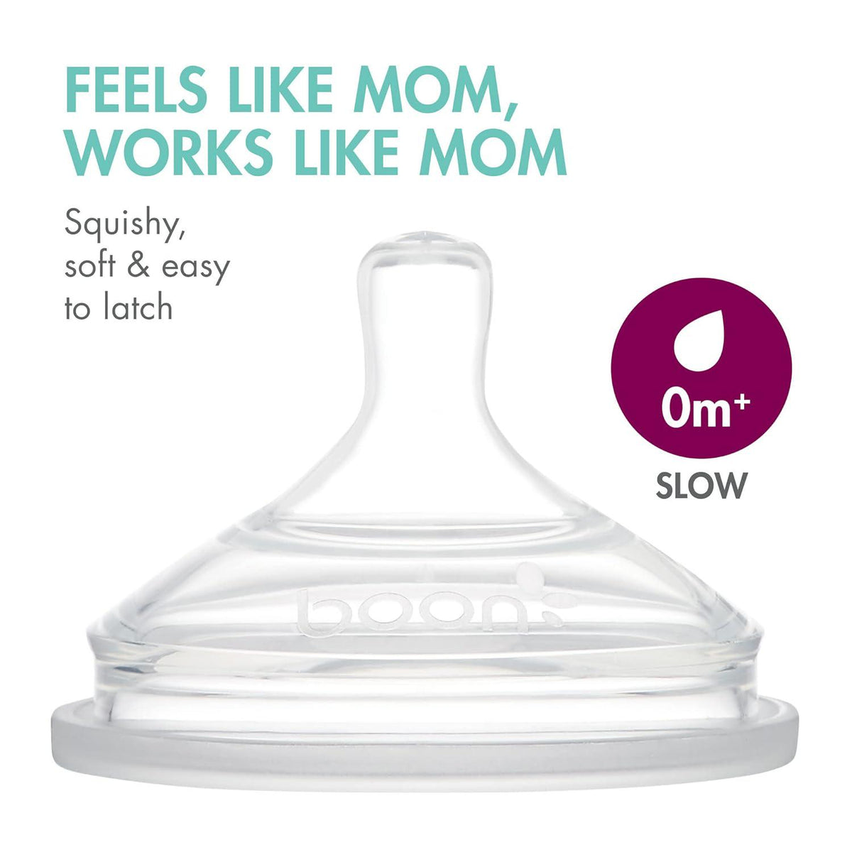 Boon Nursh Reusable Silicone Pouch Baby Bottles - Slow Flow Nipple - Silicone Baby Bottle Pouch And Nipple - Baby Feeding Essentials - Mint - 0-3 Months - 3 Count - 4 Ounce,