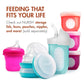 Boon Nursh Reusable Silicone Pouch Baby Bottles - Medium Flow Nipple - Silicone Baby Bottle Pouch And Nipple - Baby Feeding Essentials - Speckle - 3-6 Months - 3 Count - 8 Ounce,