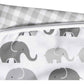 Boppy Nursing Pillow Original Support, Gray Elephants Plaid, Ergonomic Nursing Essentials For Bottle And Breastfeeding, Firm Fiber Fill, With Removable Nursing Pillow Cover, Machine Washable,