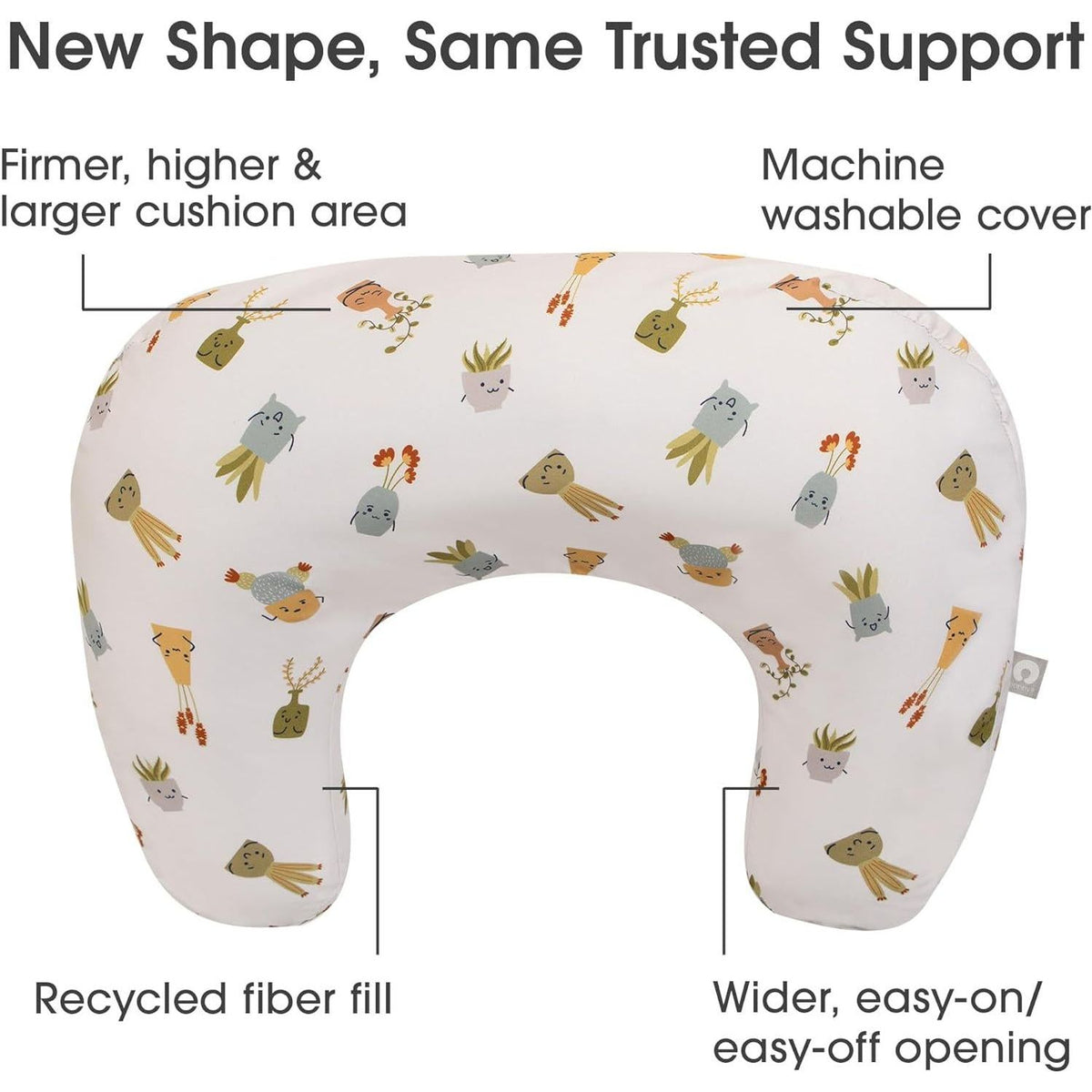 Boppy Nursing Pillow Tan Happy Houseplants Larger, Firmer, More Supportive Pillow For Breastfeeding And Bottle Feeding Firmer Fill, Higher Lift, Larger Area Than Original Nursing Pillow,769662035460