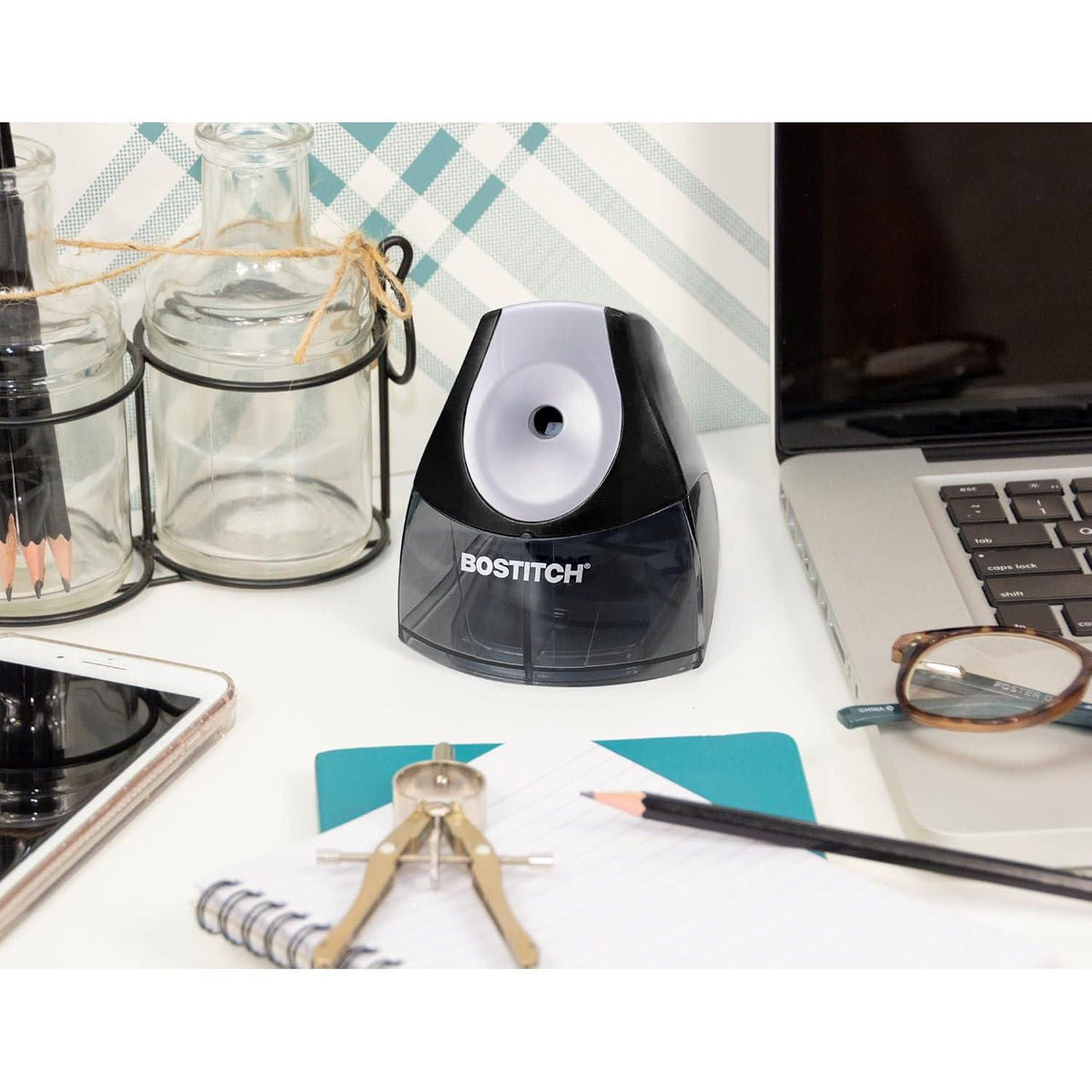 Bostitch Office Personal Electric Pencil Sharpener, Powerful Stall-Free Motor, High Capacity Shavings Tray, 7yr Warranty,Black,