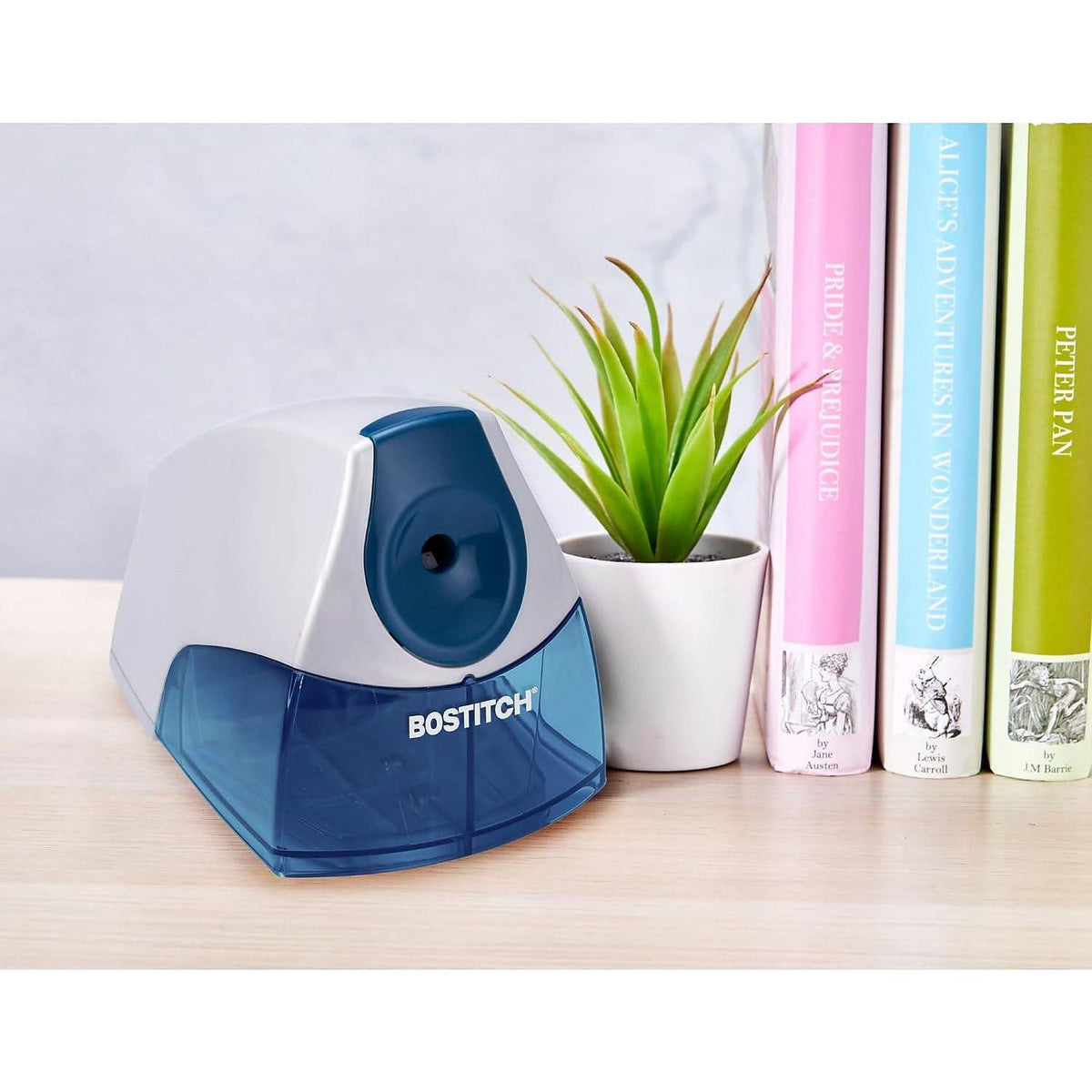 Bostitch Office Personal Electric Pencil Sharpener, Powerful Stall-Free Motor, High Capacity Shavings Tray, Blue,