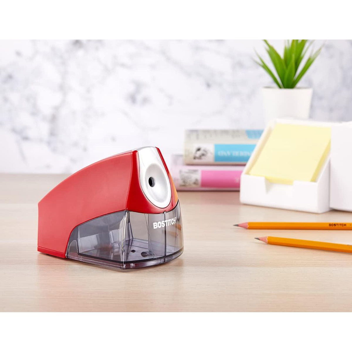 Bostitch Office Personal Electric Pencil Sharpener, Powerful Stall-Free Motor, High Capacity Shavings Tray, Red (EPS4-RED),