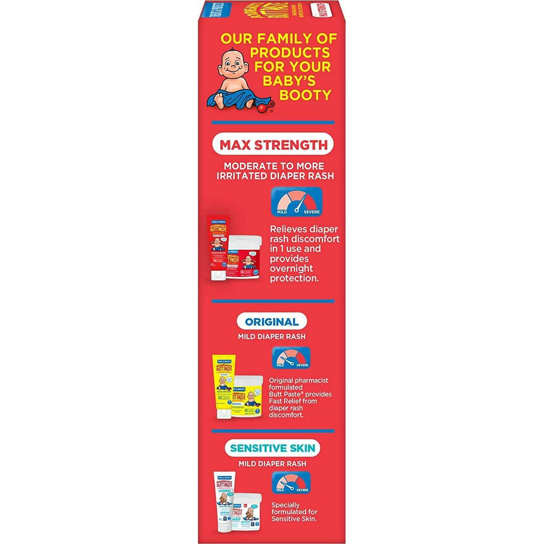 Boudreaux's Butt Paste Maximum Strength Diaper Rash Cream, Ointment For Baby, 4 Oz Tube, 3 Pack,