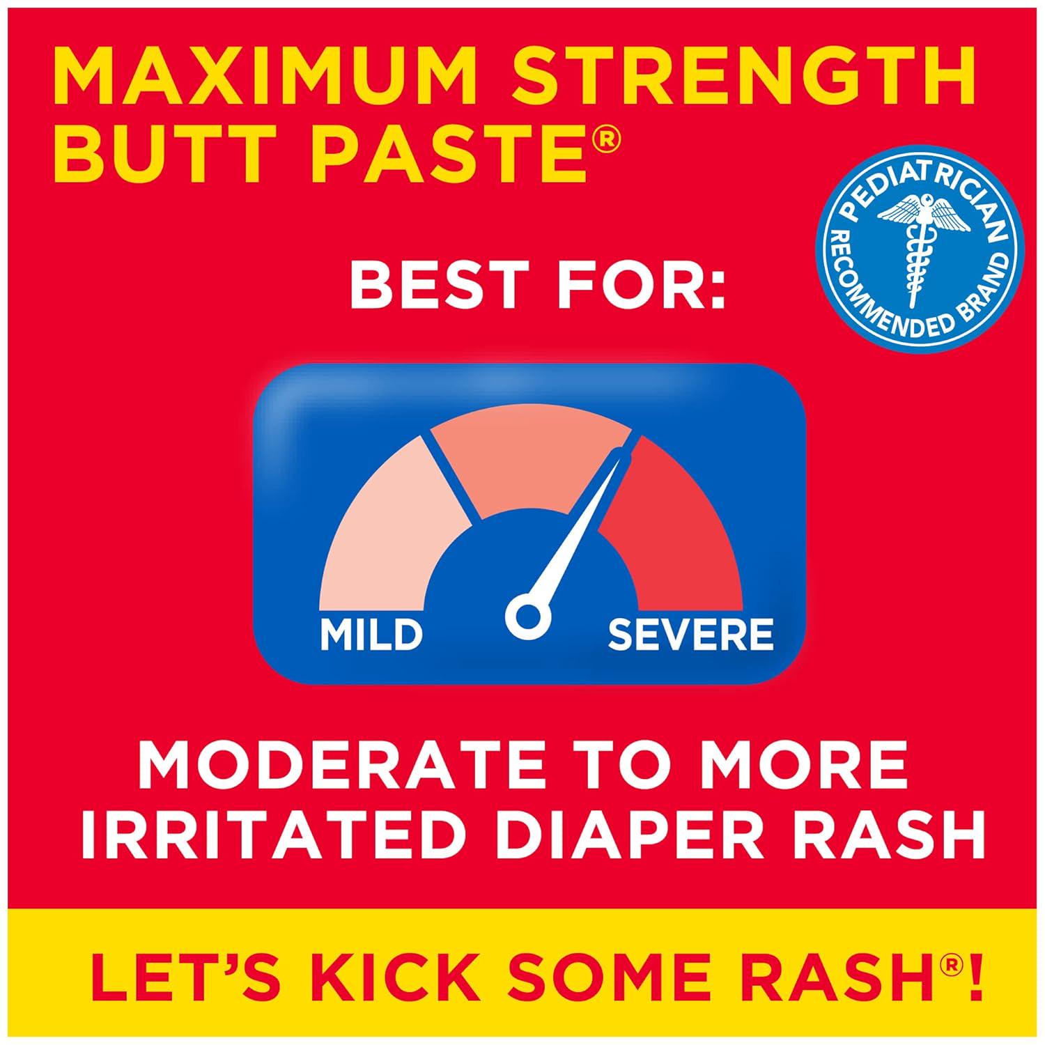 Boudreaux's Butt Paste Maximum Strength Diaper Rash Cream, Ointment For Baby, 4 Oz Tube, 3 Pack,